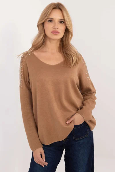 Dámský camel oversized svetr FPrice