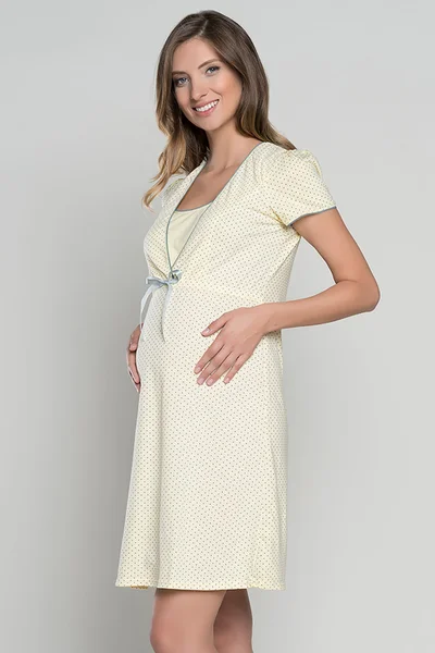 Světle žlutá dámská těhotenská/kojící noční košilka Italian Fashion
