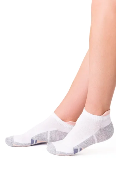 Dámské nízké sportovní ponožky bílo-šedé Steven