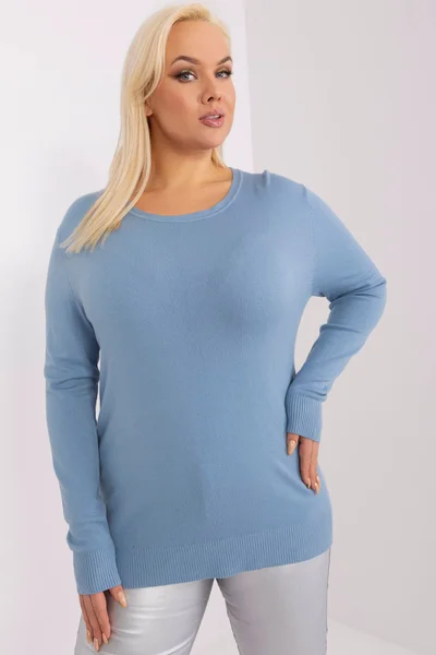 Světle modrý dámský plus size pulovr FPrice