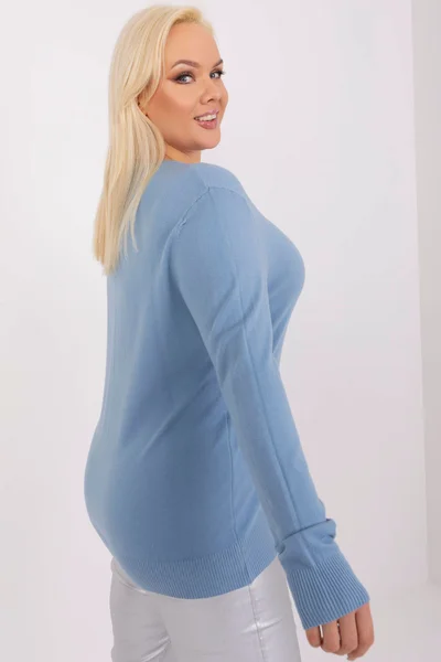 Světle modrý dámský plus size pulovr FPrice