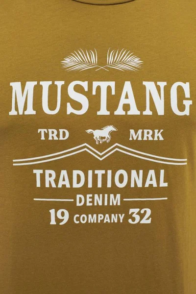 Hořčičně žluté pánské tričko s krátkým rukávem Mustang