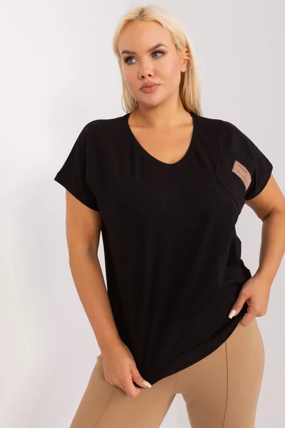 Klasické dámské černé tričko s krátkým rukávem FPrice