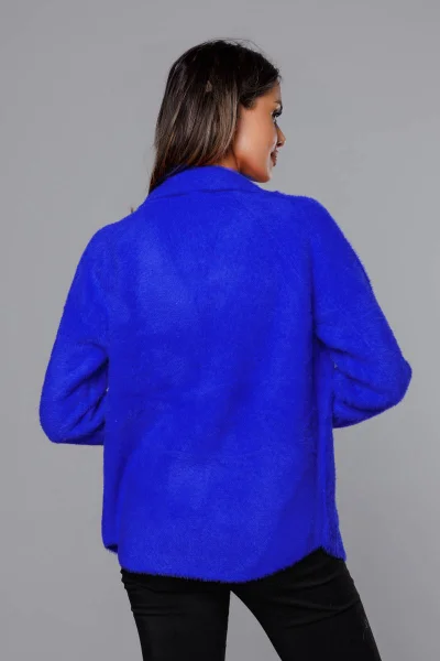 Výrazný modrý krátký kabátek na knoflík MADE IN ITALY