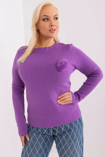 Fialový dámský pulovr s kulatým výstřihem FPrice
