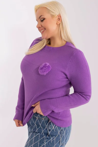 Fialový dámský pulovr s kulatým výstřihem FPrice