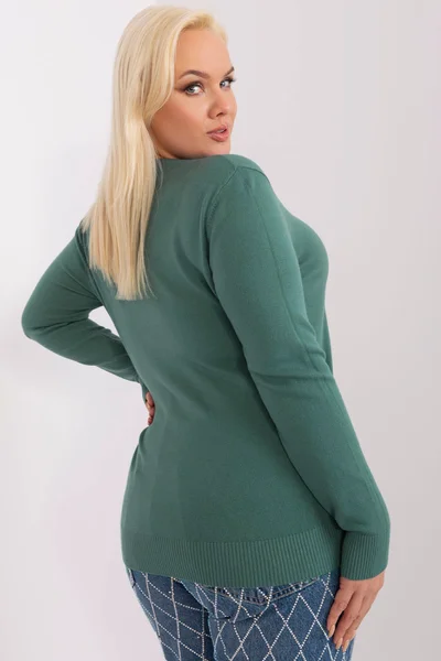 Plus size dámský zelený pulovr FPrice