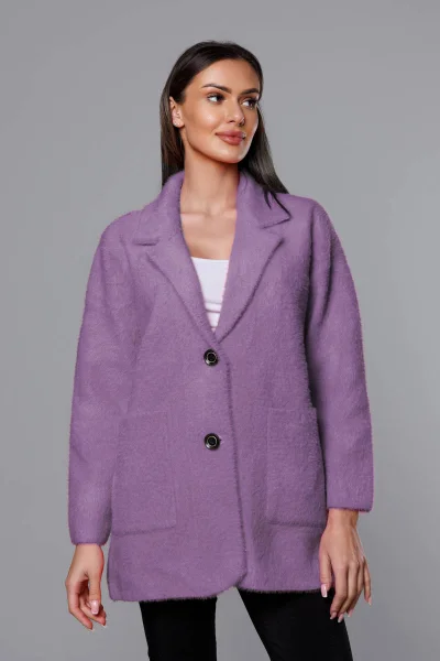 Lila dámský oversize dámský kabát MADE IN ITALY