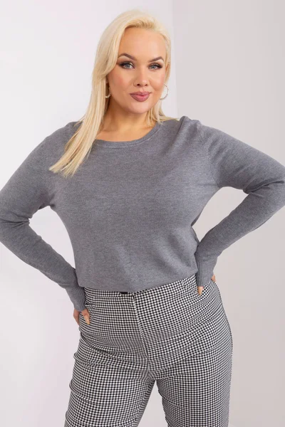 Světle šedý dámský pulovr FPrice plus size