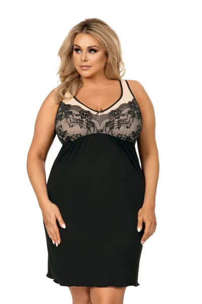 Plus size svůdná noční košilka s krajkovým dekoltem Donna