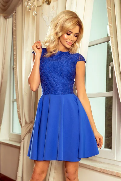 Královsky modré krátké šaty Numoco 157-5