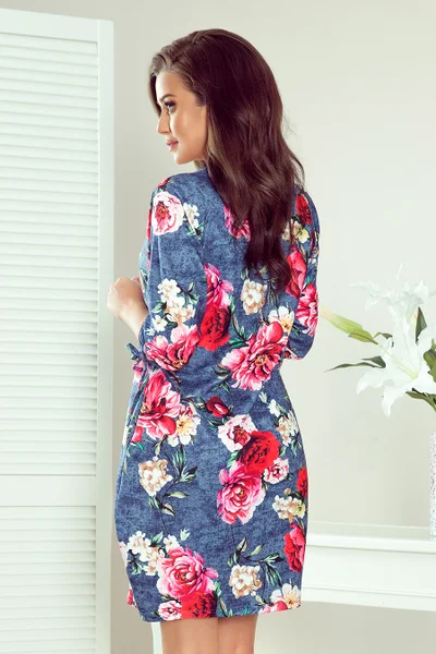 Pohodlné oversize šaty s květinovým vzorem na džínovině Numoco 281-2