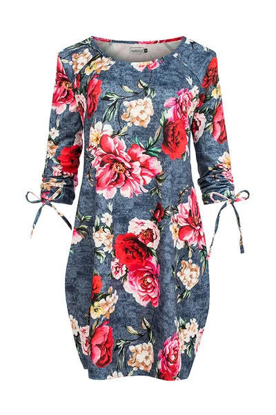 Pohodlné oversize šaty s květinovým vzorem na džínovině Numoco 281-2