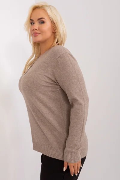 Dámský plus size lila svetr s knoflíky FPrice