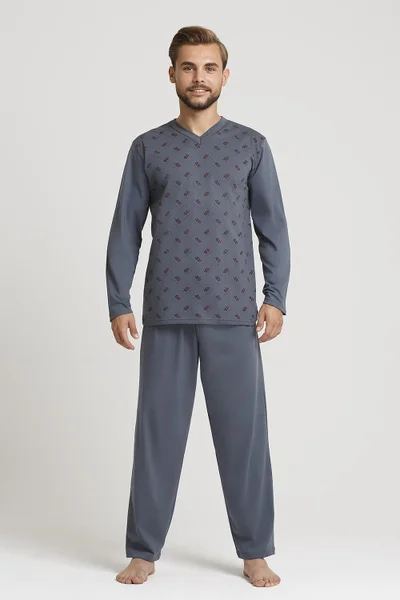 Grafitově šedé pánské pyžamo plus size Gucio