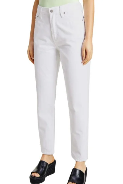 Dámské bílé kalhoty s vysokým pasem Calvin Klein Jeans rovný střih