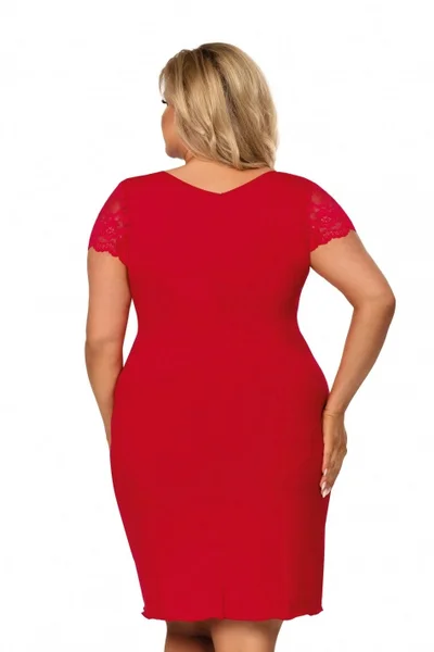 Červená dámská noční košile pro plnoštíhlé Donna plus size