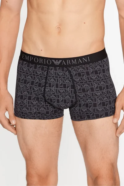 Tmavě šedé vzorované pánské boxerky Emporio Armani