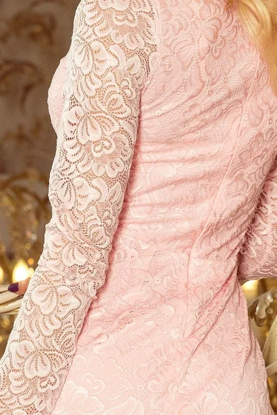 Pudrově růžové krajkové šaty Numoco 170-4