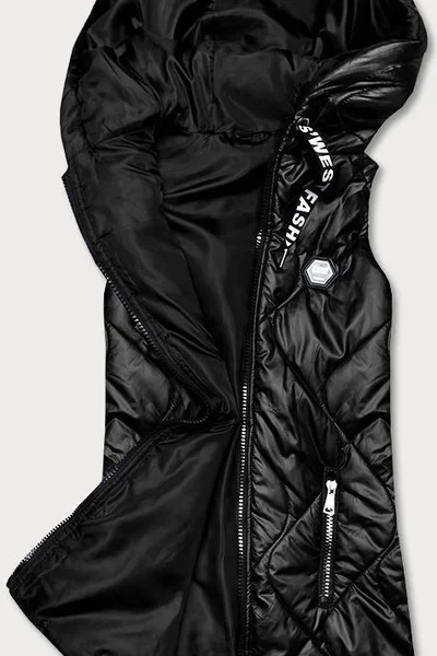 Přechodová prošívaná černá vesta s kapucí S'WEST