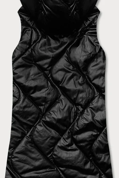 Přechodová prošívaná černá vesta s kapucí S'WEST