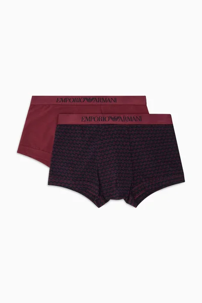 Vínovo-černé pánské boxerky Emporio Armani 2ks