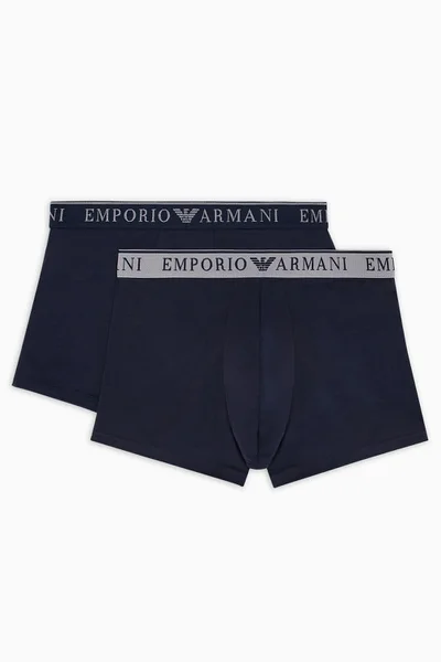 Tmavě modré pánské bavlněné boxerky 2ks Emporio Armani