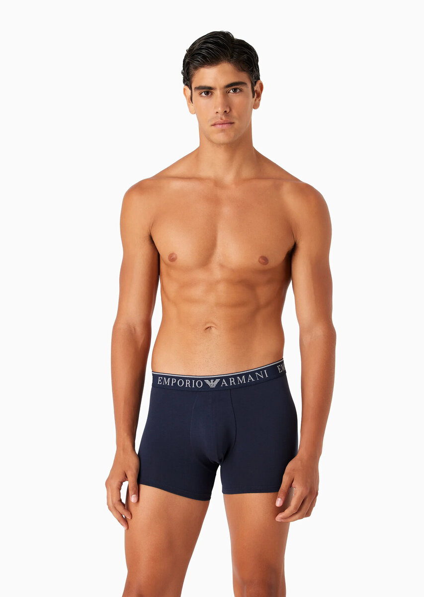 Tmavě modré pánské bavlněné boxerky 2ks Emporio Armani, M i10_P66252_2:91_