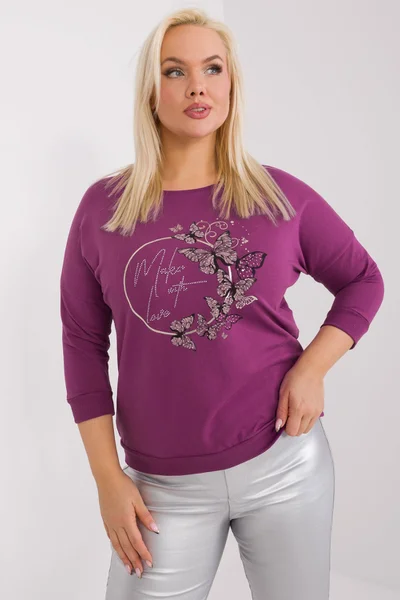 Tmavě fialové dámské tričko s potiskem FPrice