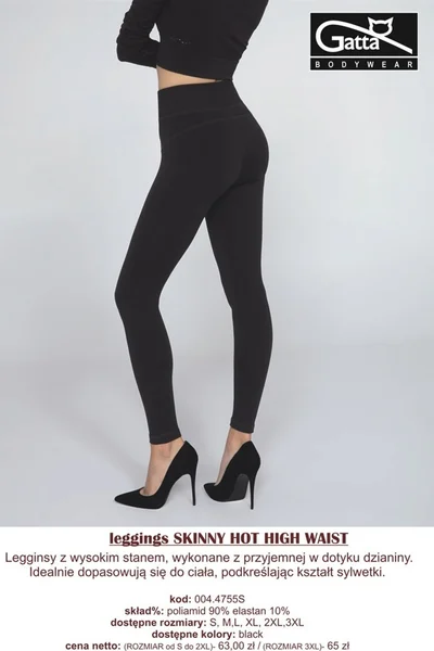 Dámské legíny SKINNY HOT HIGH WAIST-3XL GATTA BODYWEAR (CZEROWNY)