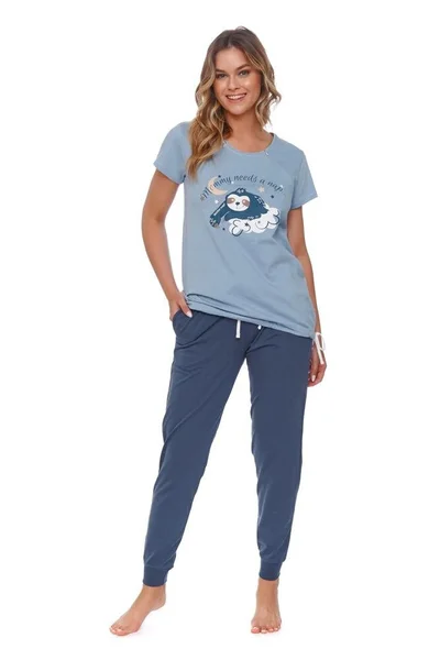 Kojící a těhotenské dámské pyžamo s lenochodem dn-nightwear