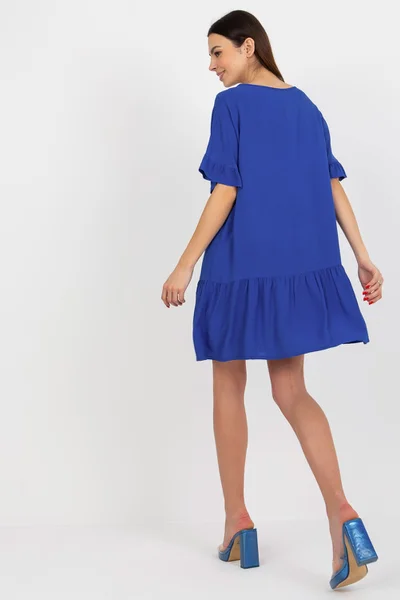 Oversize modré šaty s volánem FPrice