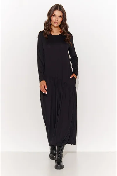 Černé dlouhé dámské šaty Numinou plus size