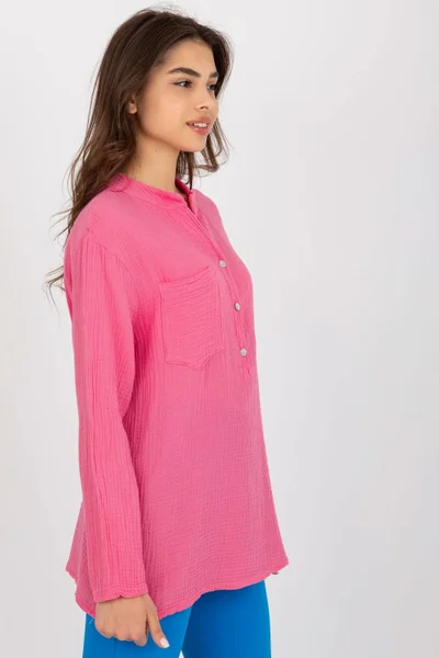 Lehká dámská růžová košile s knoflíky Och Bella