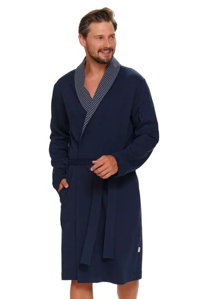 Tmavě modrý elegantní pánský župan dn-nightwear