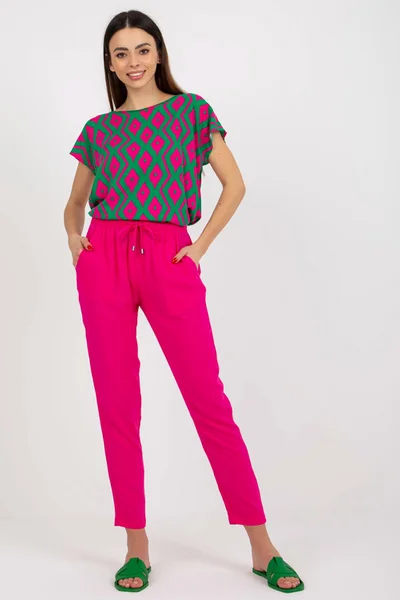 Růžové dámské kalhoty s úzkými nohavicemi FPrice
