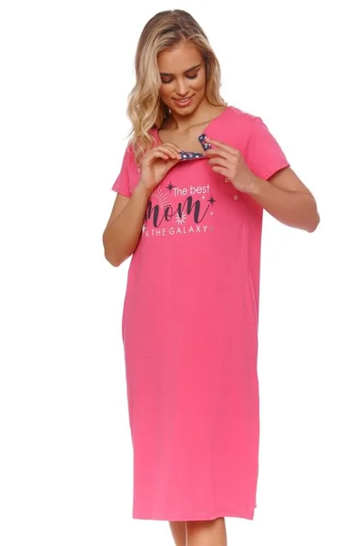 Růžová bavlněná těhotenská a kojící košilka Dn-nightwear