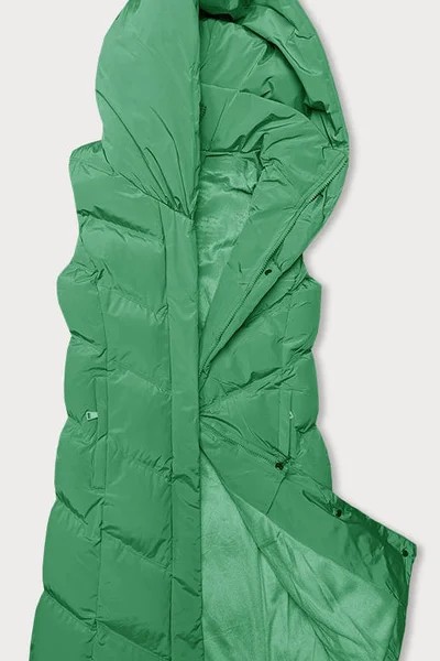 Zelená dlouhá prošívaná vesta LHD