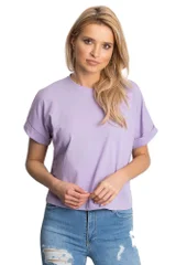 Lila jednoduché bavlněné dámské tričko FPrice