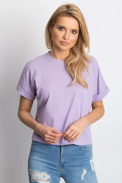 Lila jednoduché bavlněné dámské tričko FPrice