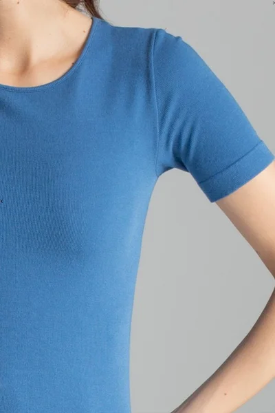 Přiléhavé dámské tričko v modré barvě s kulatým výstřihem Gatta