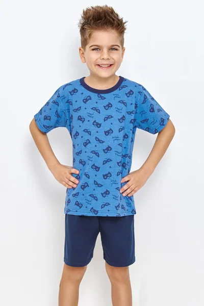 Chlapecké modré bavlněné kraťasové pyžamo Taro