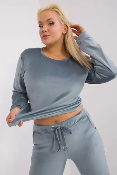 Plus size velurová tepláková dámská souprava FPrice