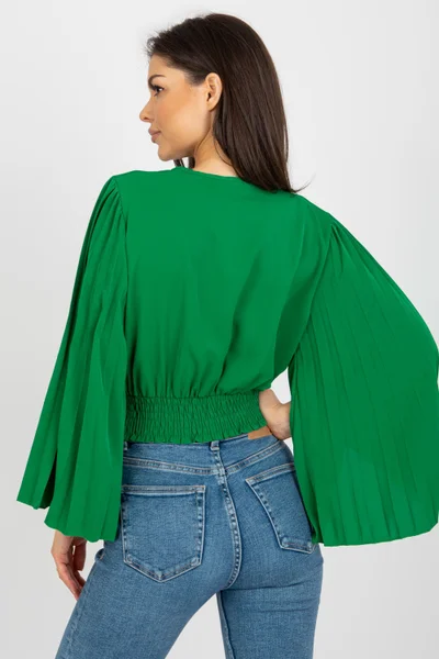 Zelený crop top s volnými rukávy ITALY MODA