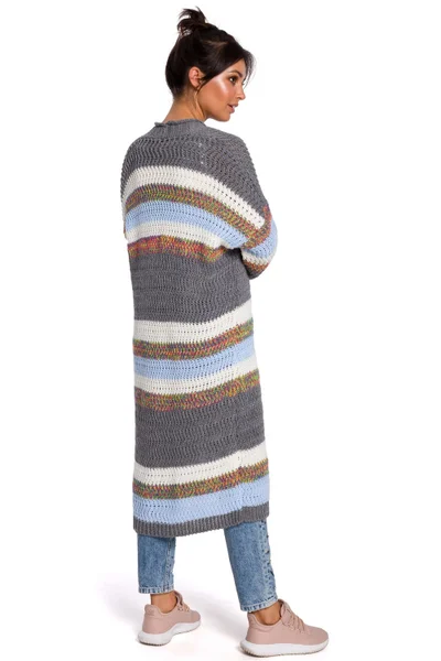 Dámský svetr kardigan s barevnými pruhy BE 134727