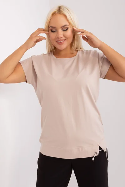 Pudrové dámské tričko s krátkými rukávy FPrice