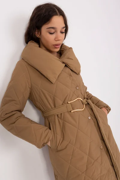 Světlě hnědý dámský prošívaná kabát FPrice