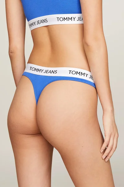 Modré dámské bavlněné string kalhotky Tommy Hilfiger