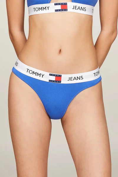 Modré dámské bavlněné string kalhotky Tommy Hilfiger