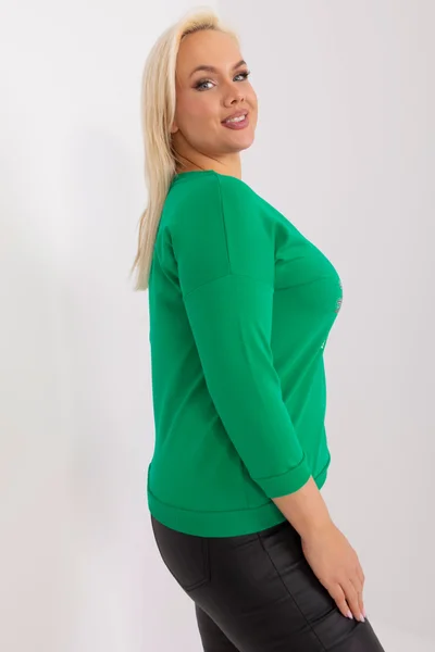 Tmavě zelené dámské V-neck tričko FPrice